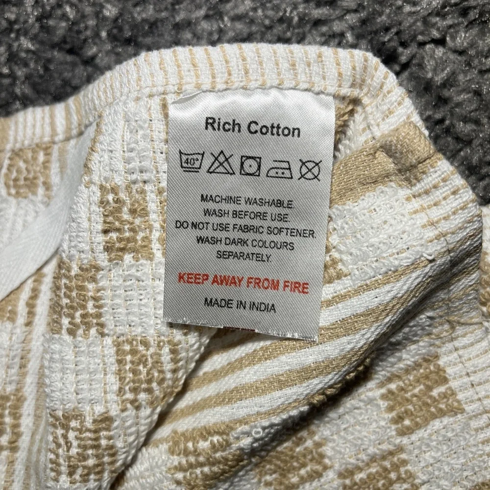Kitchen King Kitchen Towel Organic Cotton 16x 24 Tan White‎ Checkered Hang Strap